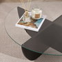 Hanah Home Mesa de Café Negro Madera con Vidrio Templado - 90x90x30 cm