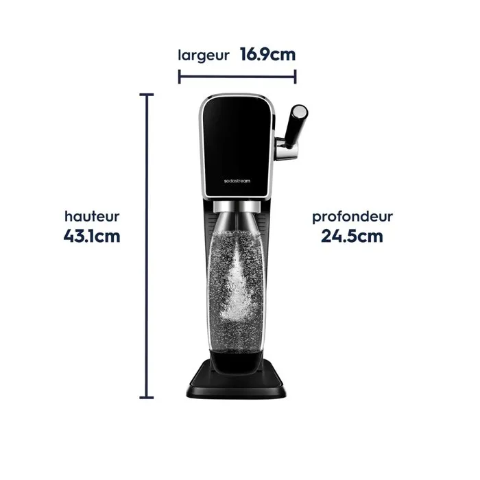 Sodastream Máquina para hacer agua con gas y refrescos ART Marble - 1 Botella de 1 L apta lavavajillas + 1 Recarga de gas 60 L