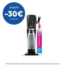 Sodastream Máquina para hacer agua con gas y refrescos ART Marble - 1 Botella de 1 L apta lavavajillas + 1 Recarga de gas 60 L