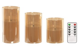 DKD Home Decor Vela Led Glam Dorado 7.5 x 15 x 22 cm Set de 3