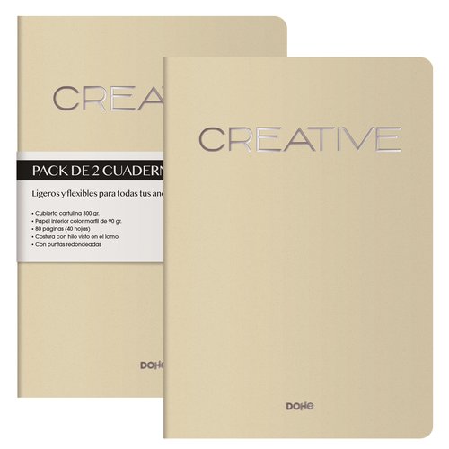 Cuaderno Dohe Creative A4 40H 90Gr. Liso Beige Pack De 2 Cuaderno Dohe Creative A4 40H 90Gr. Liso Beige Pack De 2