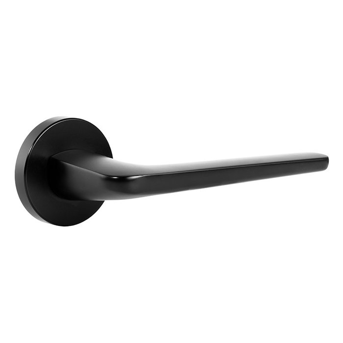 Herrajes ALK Manilla con roseta modelo Jalen Ø50 de zamak, acabados disponibles: niquel cepillado, negro mate y oro cepillado