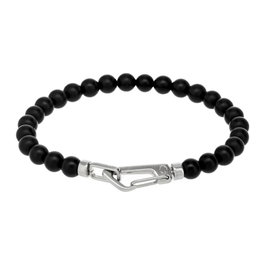 Montblanc Pulsera de Acero Inoxidable y Cuentas de Ónix Negro MB12382868