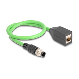 DeLOCK Cable M12 codificado A 8 pin macho a RJ45 hembra PUR (TPU) 0,5 m