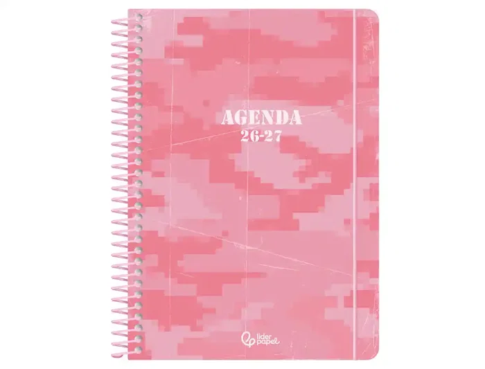 Liderpapel Agenda Escolar 2026-2027 Military, Espiral, Bilingüe, Surtido 12 Unidades A5 y A6 (Semana Vista y Día Página), Papel FSC 80g