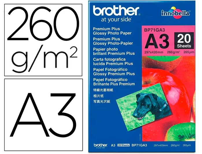 Brother Papel Fotográfico Premium Plus Glossy A3 260g/m² 20 Hojas