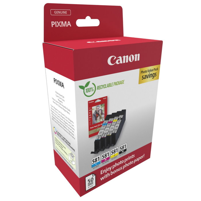 Canon CLI-581 Multipack de Cartuchos de Tinta (BK/C/M/Y) 2106C006