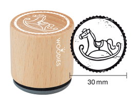 Woodies Sello de madera y caucho caballito balancín 33x30mm