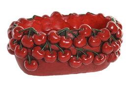 DKD Home Decor Centro de Mesa de Cemento con Cerezas Rojas