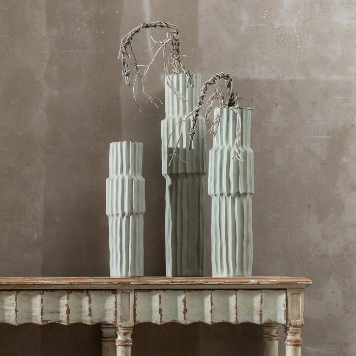 Jarrón Verde Cerámica Decoración 20,50 X 20,50 X 92 cm