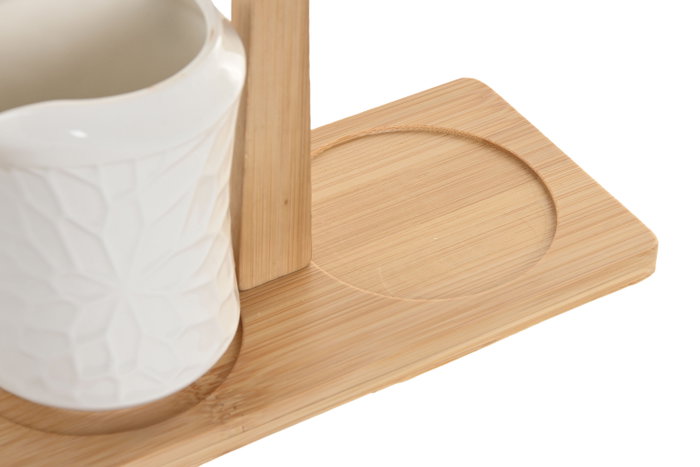 DKD Home Decor Set de 2 Azucareros de Porcelana y Bambú PENGJIA FLOWER 2025