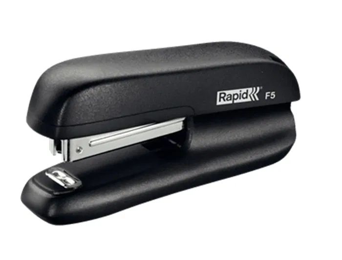 Rapid Grapadora F5 Mini Plástico, Capacidad 10 Hojas, Negra, Portátil y Resistente para Uso Doméstico y Escolar