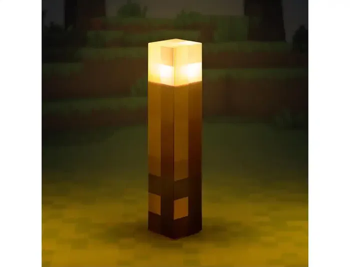 Wondee Lámpara Minecraft Antorcha Luminosa Portátil, Inspirada en Videojuego, Funciona con Pilas y Cable