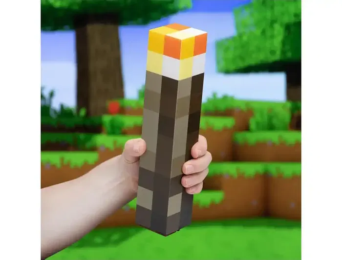 Wondee Lámpara Minecraft Antorcha Luminosa Portátil, Inspirada en Videojuego, Funciona con Pilas y Cable
