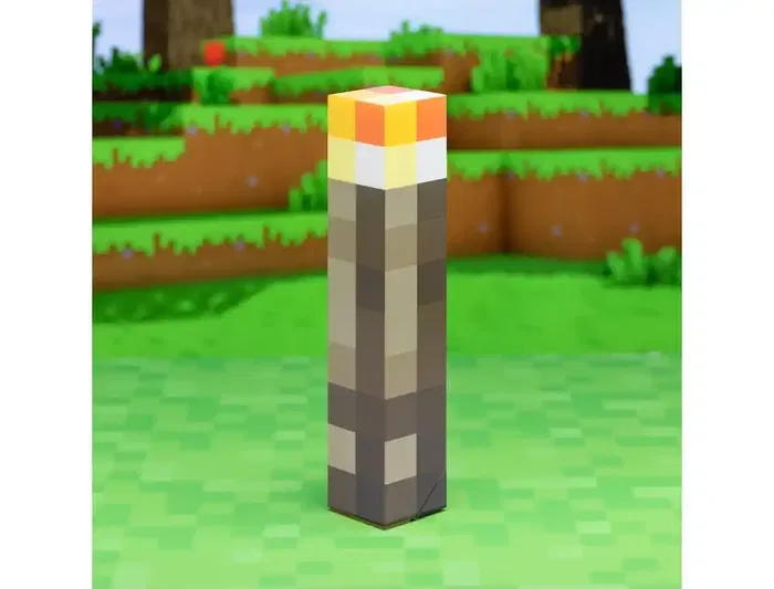Wondee Lámpara Minecraft Antorcha Luminosa Portátil, Inspirada en Videojuego, Funciona con Pilas y Cable