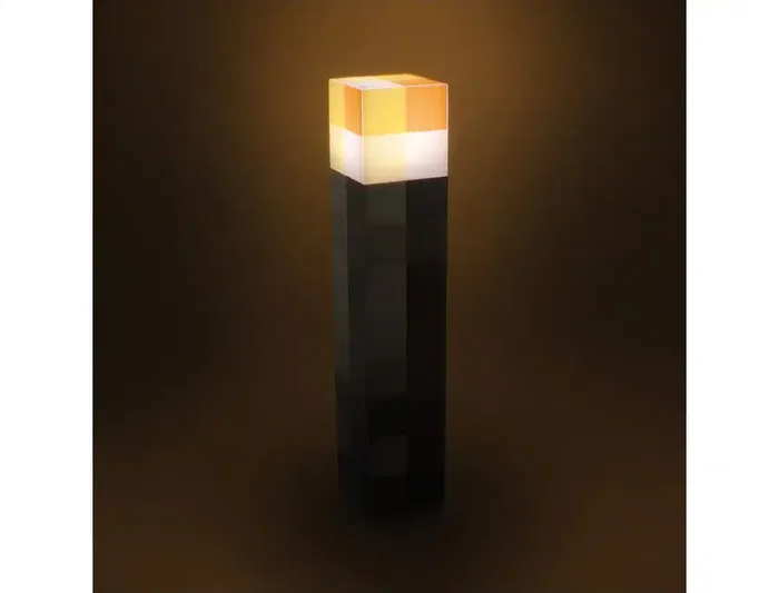 Wondee Lámpara Minecraft Antorcha Luminosa Portátil, Inspirada en Videojuego, Funciona con Pilas y Cable