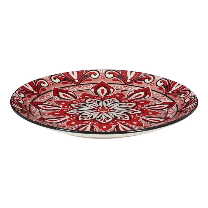 Home Deco Factory Plato Jaipur Rojo Porcelana Diámetro 19 cm