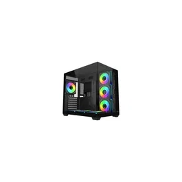 Fortron M341 Caja PC ATX Dual Chamber con Cristal Templado y 7 ARGB Negro