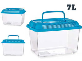 Mascow Pecera Grande 30x20 cm Azul con Asas Doble Apertura Plástico Resistente 7 L (Set de 8)