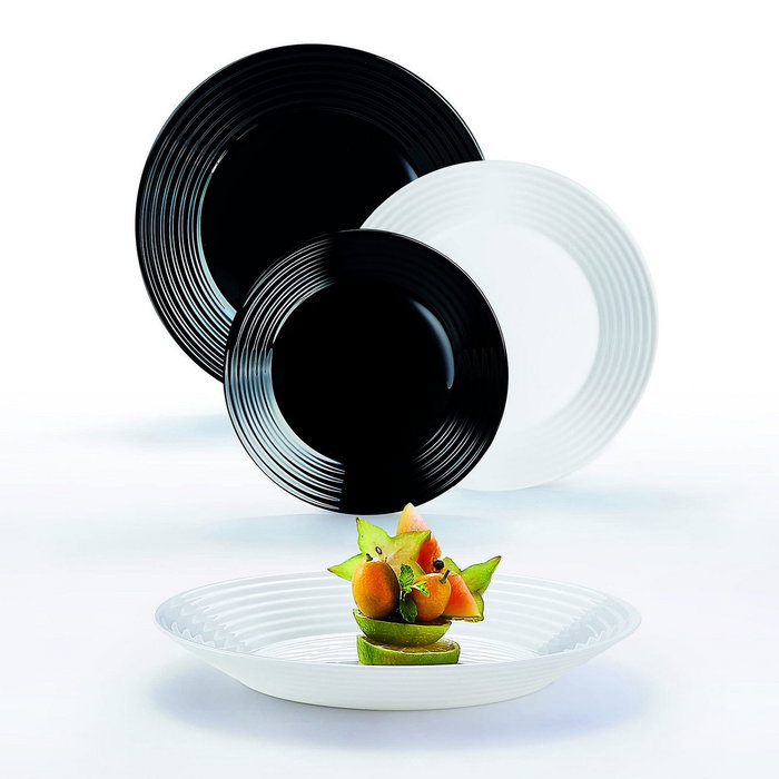 Luminarc Vajilla Harena N&B 18 Piezas Blanco y Negro para 6 Personas
