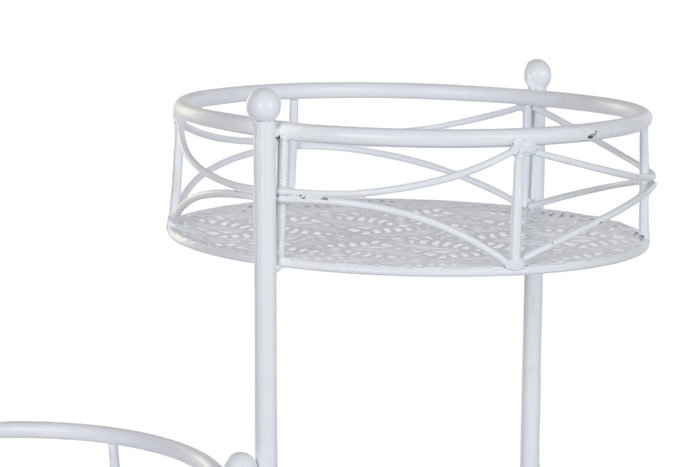 DKD Home Decor Macetero Terraza y Jardín Blanco Hierro con Hojas 23 x 23 x 102 cm
