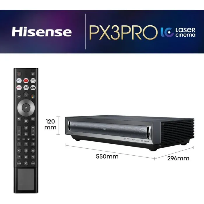 Hisense Proyector de vídeo Láser 4K Tiro ultracorto 80-150 pulgadas 3000 lúmenes