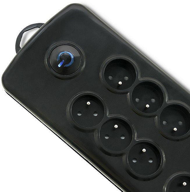 Qoltec Regleta de protección con 8 tomas y 2,5m, negra