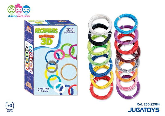 Jugatoys - pequeñ@sartistas Recambios para Bolígrafo 3D, 15 colores