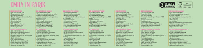 Inde Plancha Pelo "Emily In Paris" - 30,5 cm x 3 cm x 3,5 cm (6 Unidades)