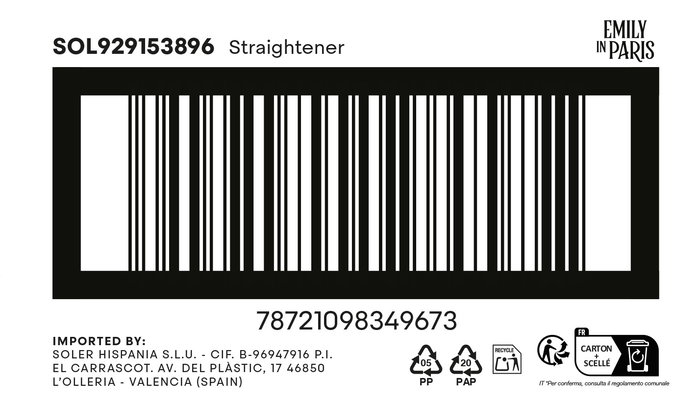 Inde Plancha Pelo "Emily In Paris" - 30,5 cm x 3 cm x 3,5 cm (6 Unidades)