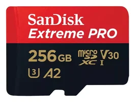 SanDisk Extreme PRO 256GB MicroSDXC Tarjeta de Memoria - UHS-I, Clase 10, U3/V30, A2, 200MB/s Lectura, Resistente a Agua, Golpes, Temperatura y Rayos X