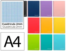 Liderpapel Cuaderno espiral Witty A4 tapa dura 80h 90gr milimetrado 2mm colores surtidos