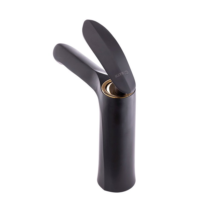 Grifo de lavabo monomando de estilo clásico negro con caño bajo