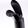 Grifo de lavabo monomando de estilo clásico negro con caño bajo