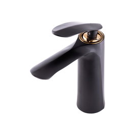 Grifo de lavabo monomando de estilo clásico negro con caño bajo