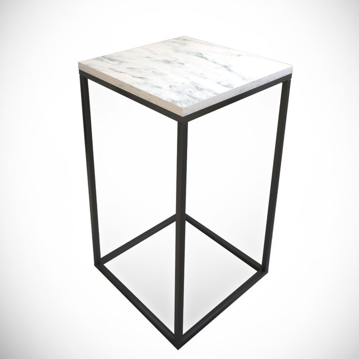 Hanah Home Mesa Auxiliar Pure Marmo, Tablero de Partículas Recubierto de Melamina, Blanco y Negro, Elegancia y Funcionalidad para su Hogar