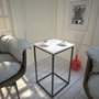 Hanah Home Mesa Auxiliar Pure Marmo, Tablero de Partículas Recubierto de Melamina, Blanco y Negro, Elegancia y Funcionalidad para su Hogar