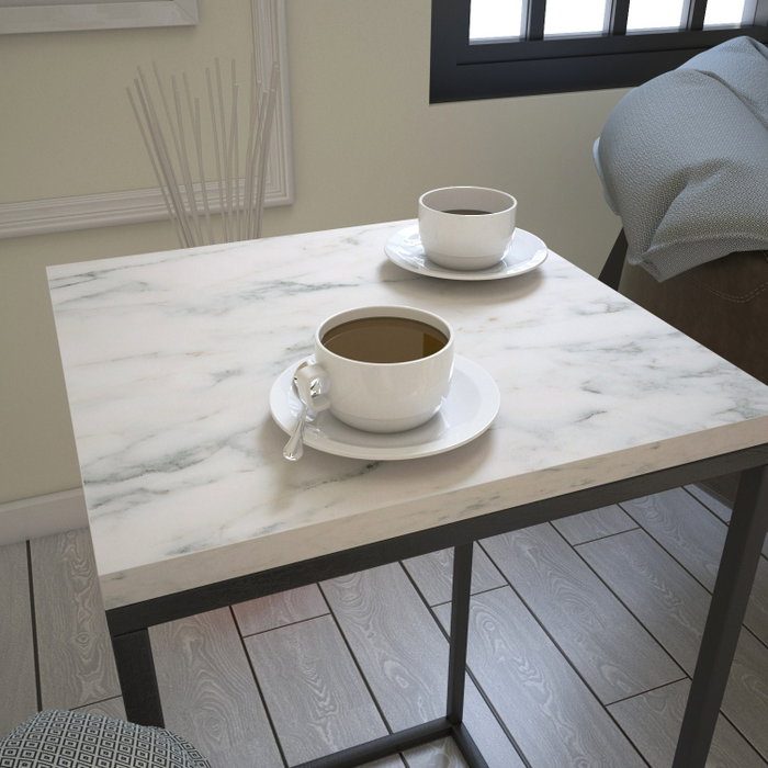 Hanah Home Mesa Auxiliar Pure Marmo, Tablero de Partículas Recubierto de Melamina, Blanco y Negro, Elegancia y Funcionalidad para su Hogar