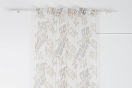 Cortina DKD Home Decor Visillo Hojas Marron Claro Blanco 270 x 140 cm (2 Unidades) Poliester