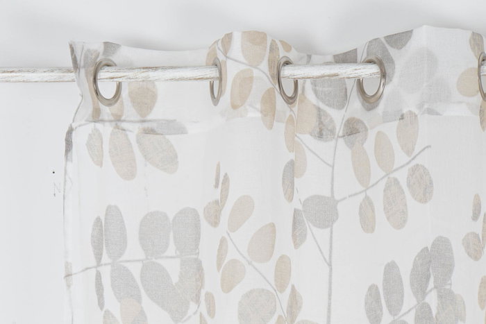 Cortina DKD Home Decor Visillo Hojas Marron Claro Blanco 270 x 140 cm (2 Unidades) Poliester Cortina DKD Home Decor Visillo Hojas Marron Claro Blanco 270 x 140 cm (2 Unidades) Poliester