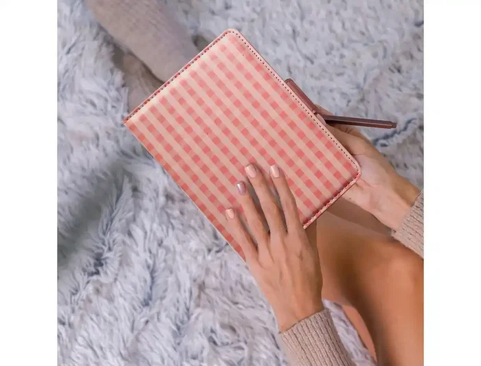 Funda para eBook Wondee Layla Cuadros Rosa 170x200x130 mm