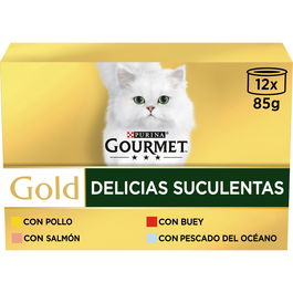 Purina Gourmet Gold Delicias Suculentas Alimento para Gatos 8x12x85g