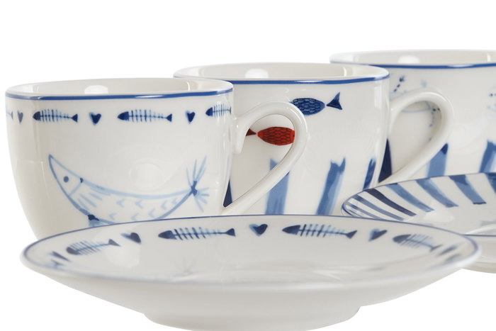 DKD Home Decor Set de Taza y Platillo Finisterre Surtido de Colores