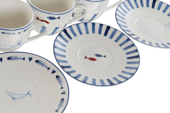 DKD Home Decor Set de Taza y Platillo Finisterre Surtido de Colores