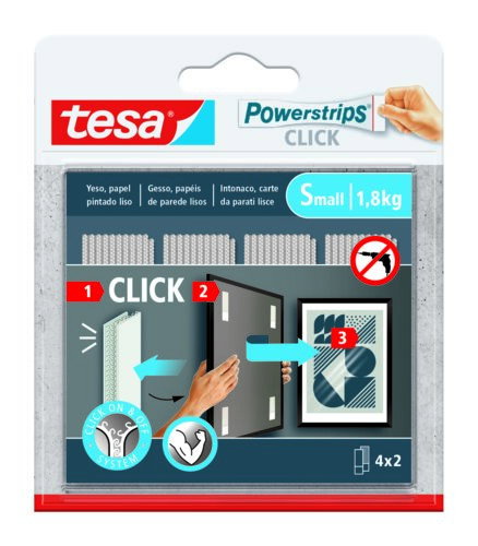 Tesa Powerstrips Click Tiras Adhesivas hasta 1,8 kg 4x2