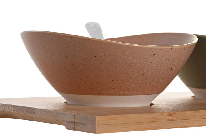 DKD Home Decor Set de 5 Aperitivos de Porcelana y Bambú Multicolor, 29x15,5 cm DKD Home Decor Set de 5 Aperitivos de Porcelana y Bambú Multicolor, 29x15,5 cm
