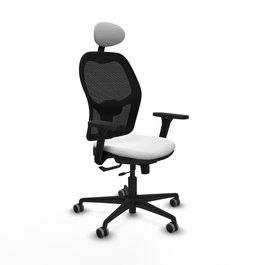 PIQUERAS Y CRESPO Silla de oficina Jorquera con mecanismo Sincro/Traslack, Tela Blanca y Malla Negra