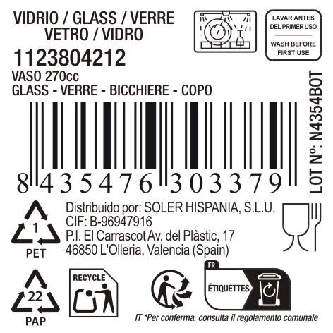 La Mediterranea Vaso "Ariza" Md 270 ml ø7.9x8.9 cm (48 Unidades)