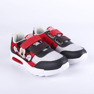 Deportiva Suela Pvc Con Luces Elásticos Mickey Rojo