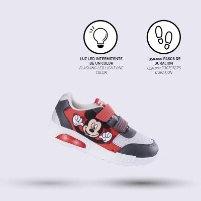 Deportiva Suela Pvc Con Luces Elásticos Mickey Rojo
